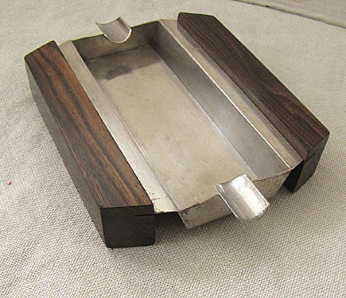 Art Deco Czechoslovakia Rosewood Silver Ashtray, (1 of 5)