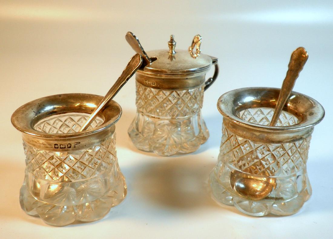 Walker & Hall english silver and crystal serving set (1 of 5)