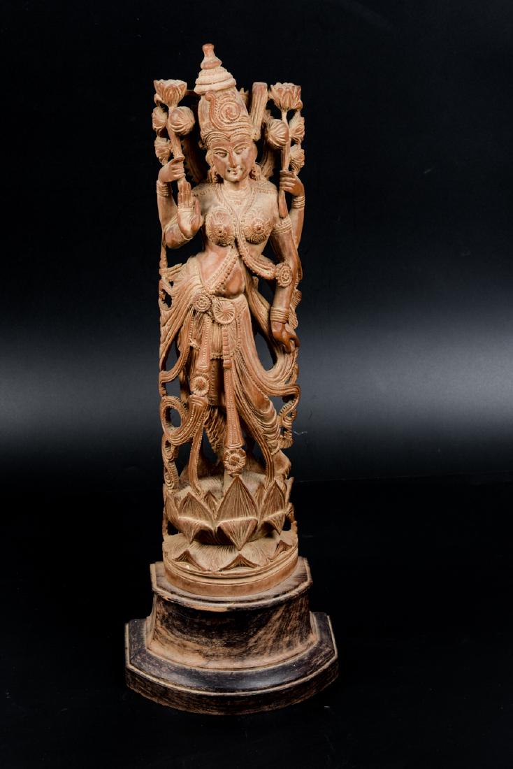 Indian goddess  - a large and old sandalwood figurine (1 of 9)
