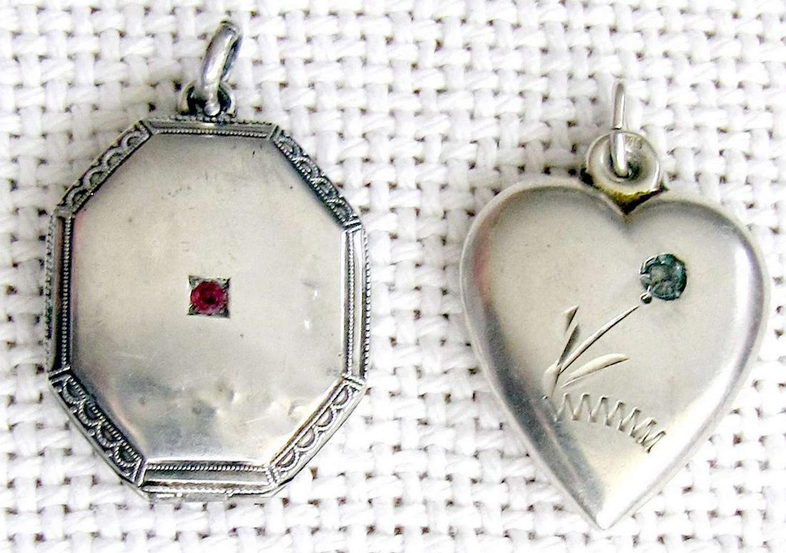 2 Antique silver pendans /locket set with gemstones (1 of 12)