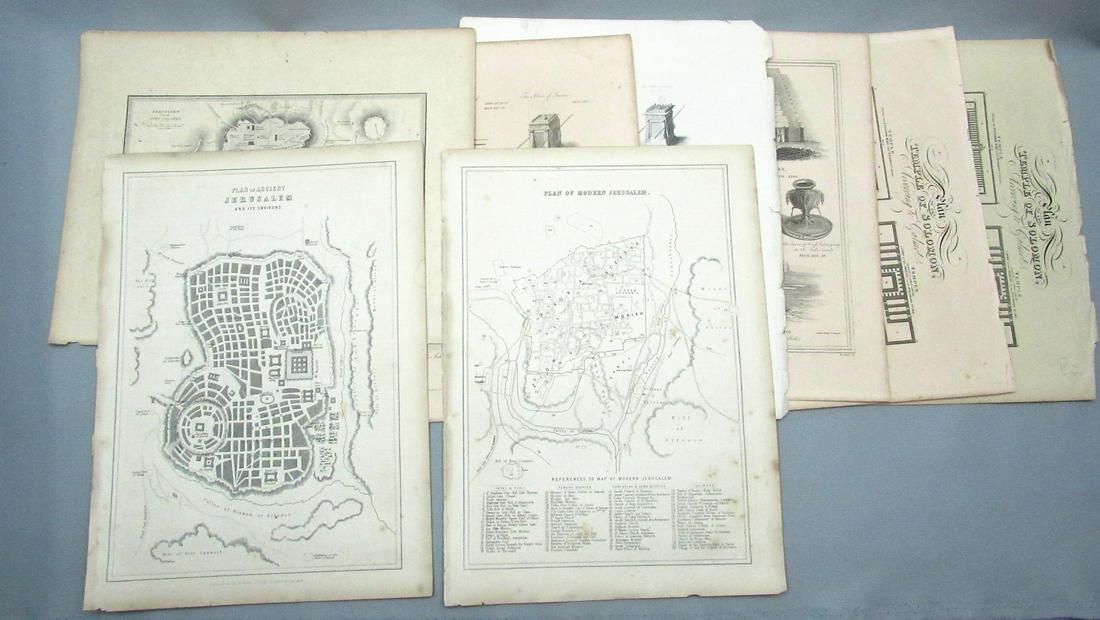 Assortment of 8 Antique Copper Etching Prints: Jerusalem and the Holy Temple: Assortment of 8 Antique Copper Etching Prints: Jerusalem and the Holy Temple, mainly published by William Collins, Fullarton&Co and more, the largest in size: 33X25 cm. Good general conditions: slight