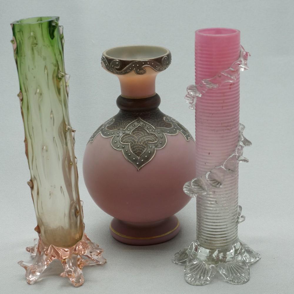 Assortment of 3 Old Art Glass Vases (1 of 7)