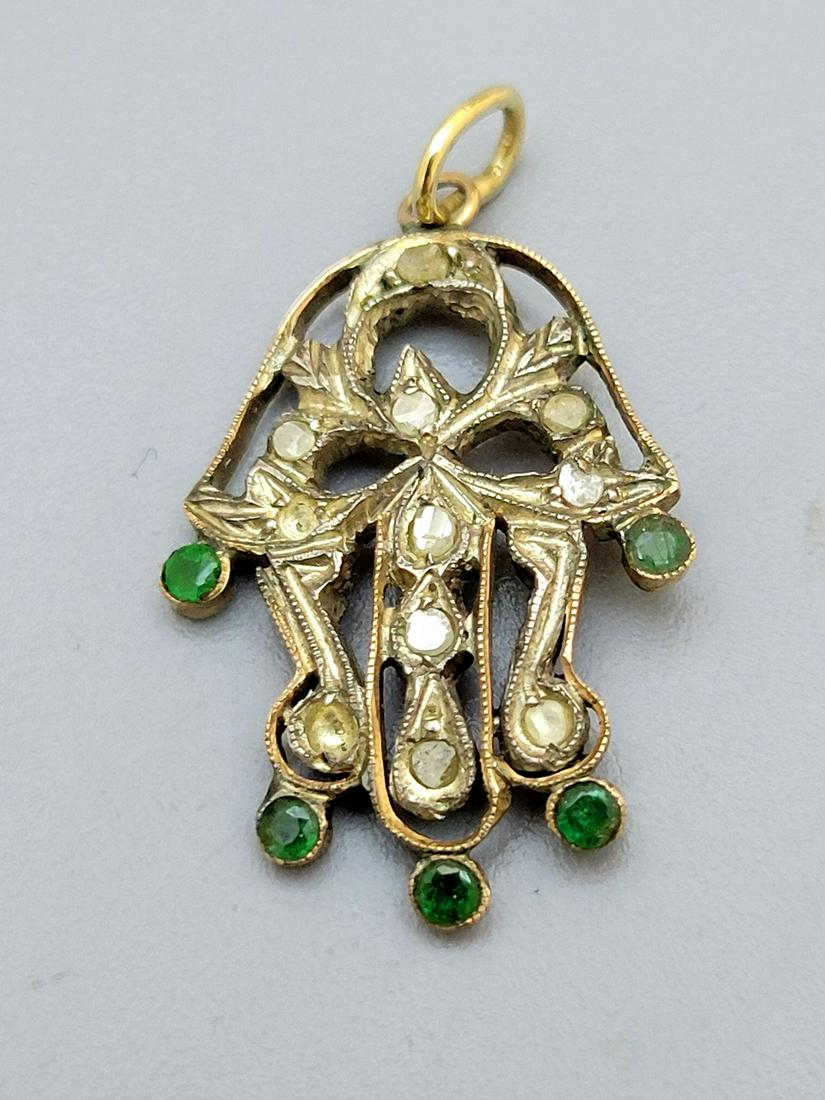 Old Gold and Silver Hamsa Pendant (1 of 2)