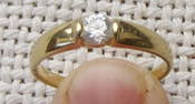 Art deco 9k gold set with faceted zircon ring, size: 6.5 – 6.75, 1.3 gr.
