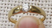 Art deco 9k gold set with faceted zircon ring, size: 6.5 â€“ 6.75, 1.3 gr.