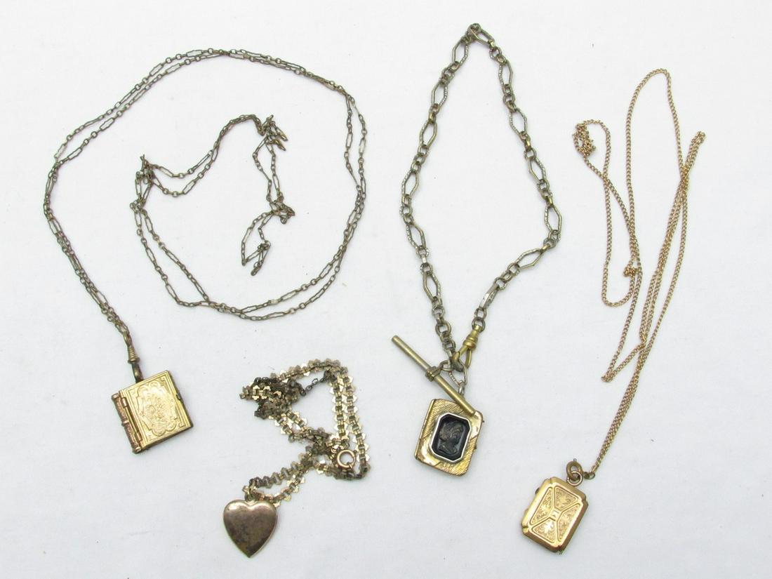 An Assortment Of 4 Antique Victorian Necklaces With Locket Pendants (1 of 9)
