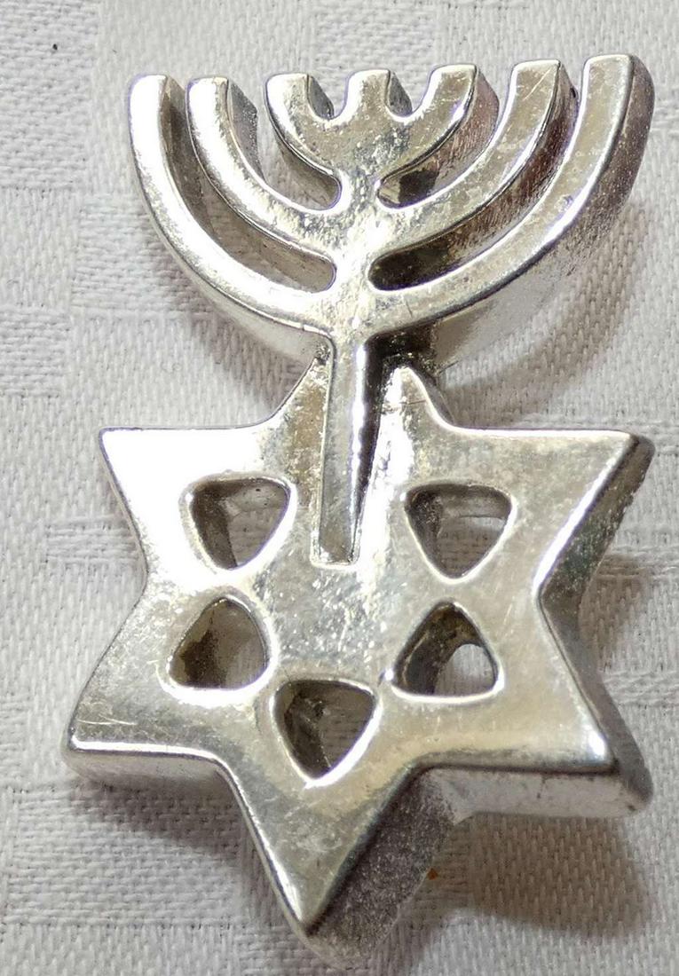 Yaacov Agam style silver tone Menorah and Magen David Brooch pin (1 of 5)