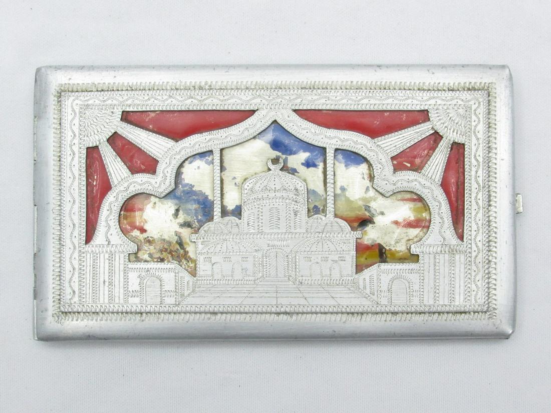 Aluminum cigarette box of a soldier/prisoner of war in Egypt (Trench Art) - World War II (1 of 6)