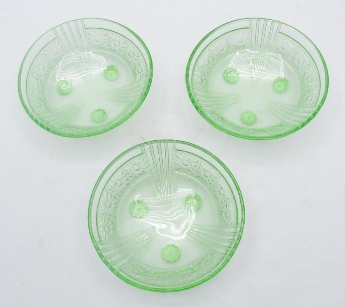 Assortment of 3 vintage German uranium glass compote bowls (1 of 9)