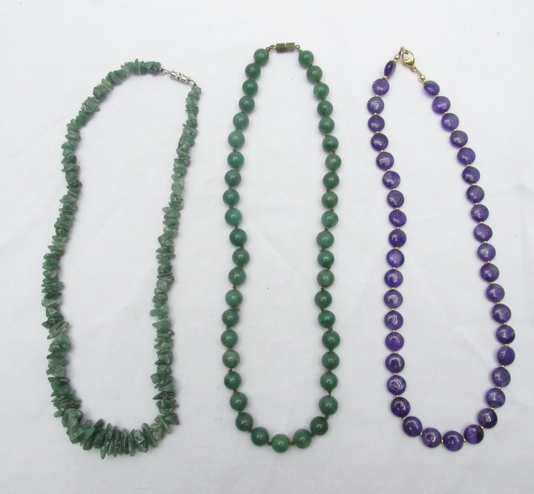 Assortment of 3 natural gemstone bead necklaces (1 of 10)