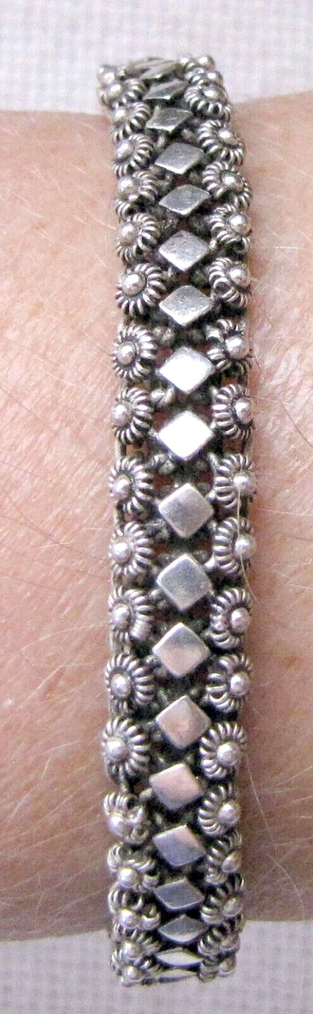 Indo-Persian vintage filigree mesh silver sterling bracelet, 19 gr. (1 of 9)