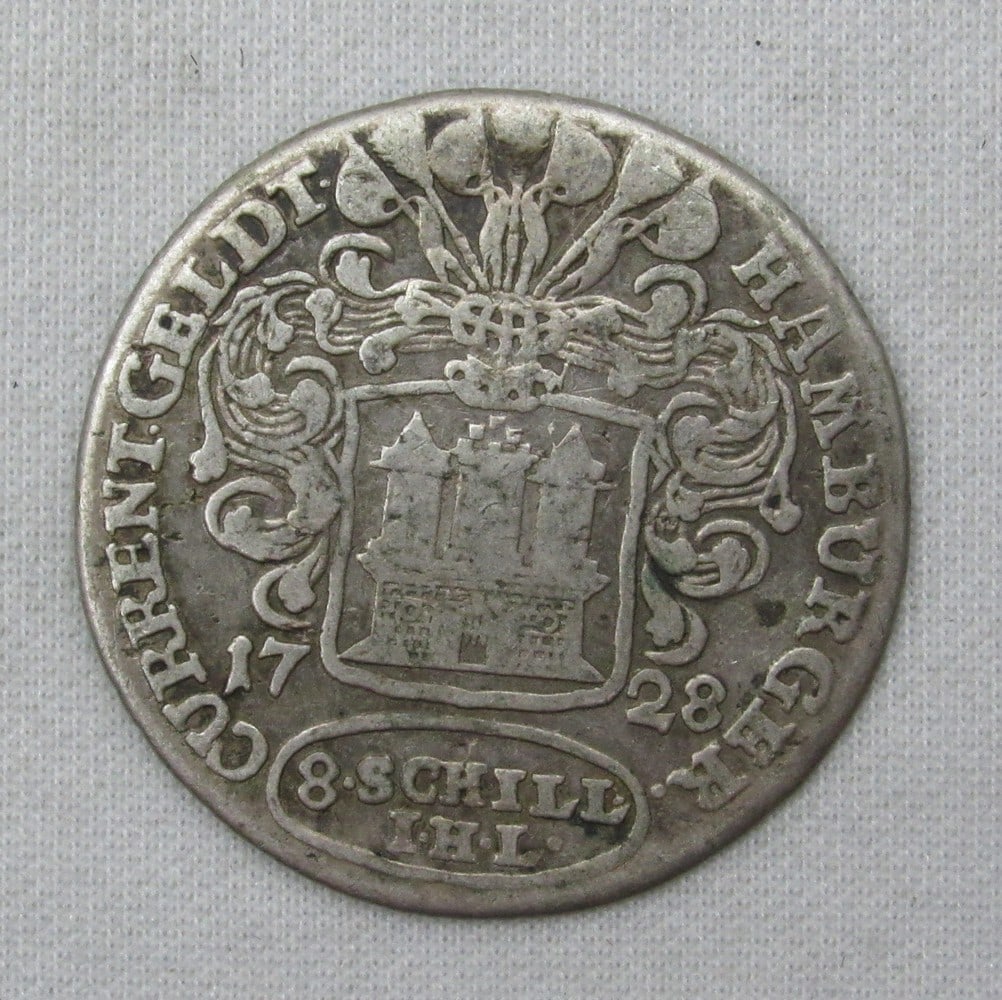 8 Schilling silver coin, Hamburg, 1728 (1 of 2)
