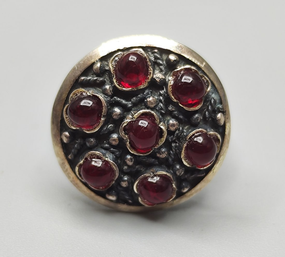 An old Armenian silver ring studded with garnets (1 of 4)