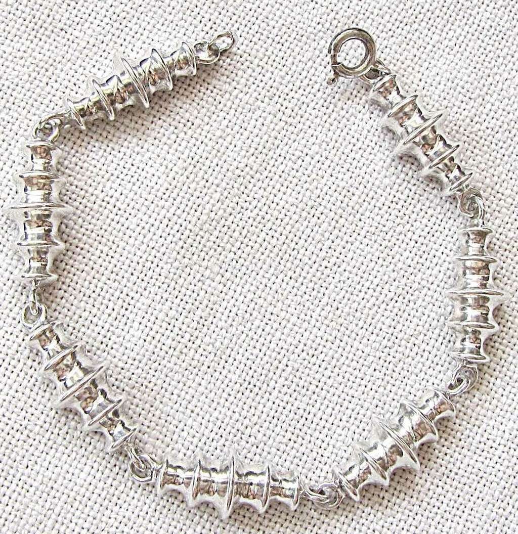Vintage modernist solid silver sterling 925 link bracelet, signed by maker, 17gr. (1 of 9)