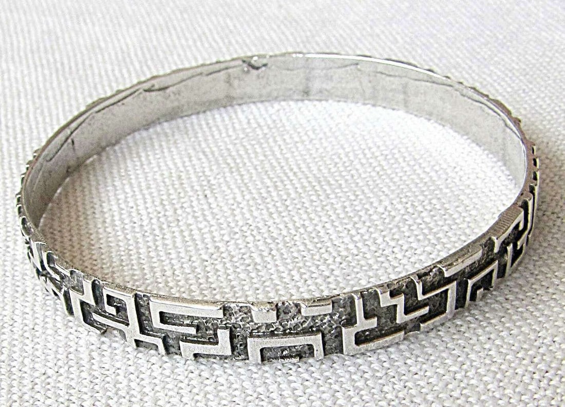 “BIR?? Vintage Modernist Silver Sterling Bangle Bracelet, Signed, 13gr. (1 of 5)