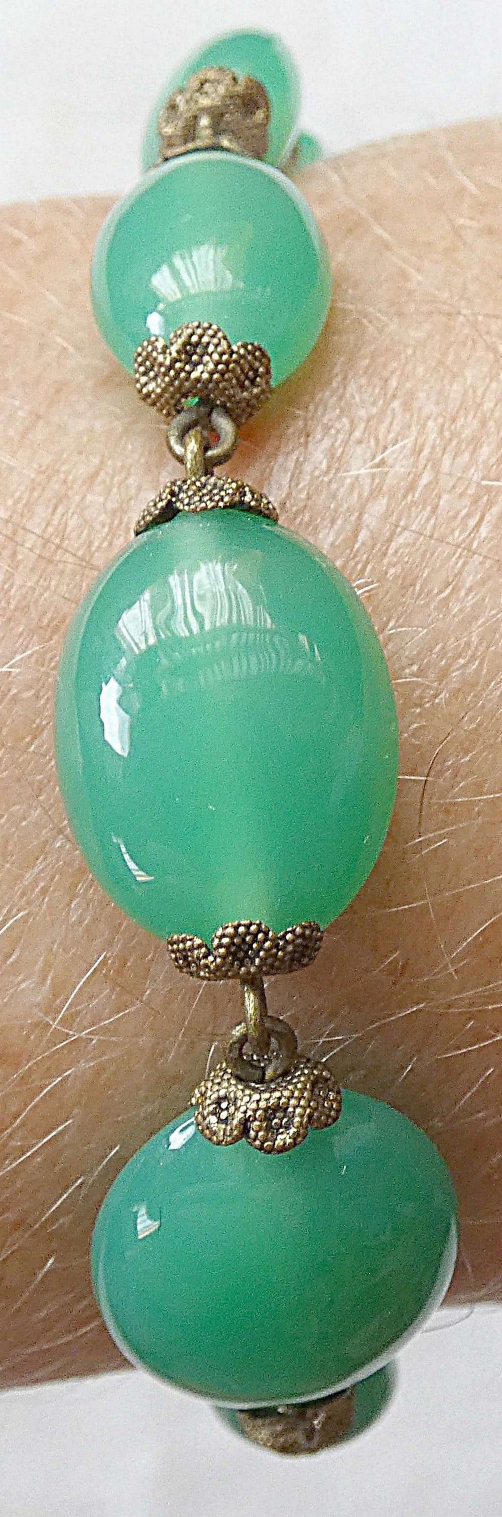 Chine antique green jade bead bracelet, 18 gr. (1 of 5)