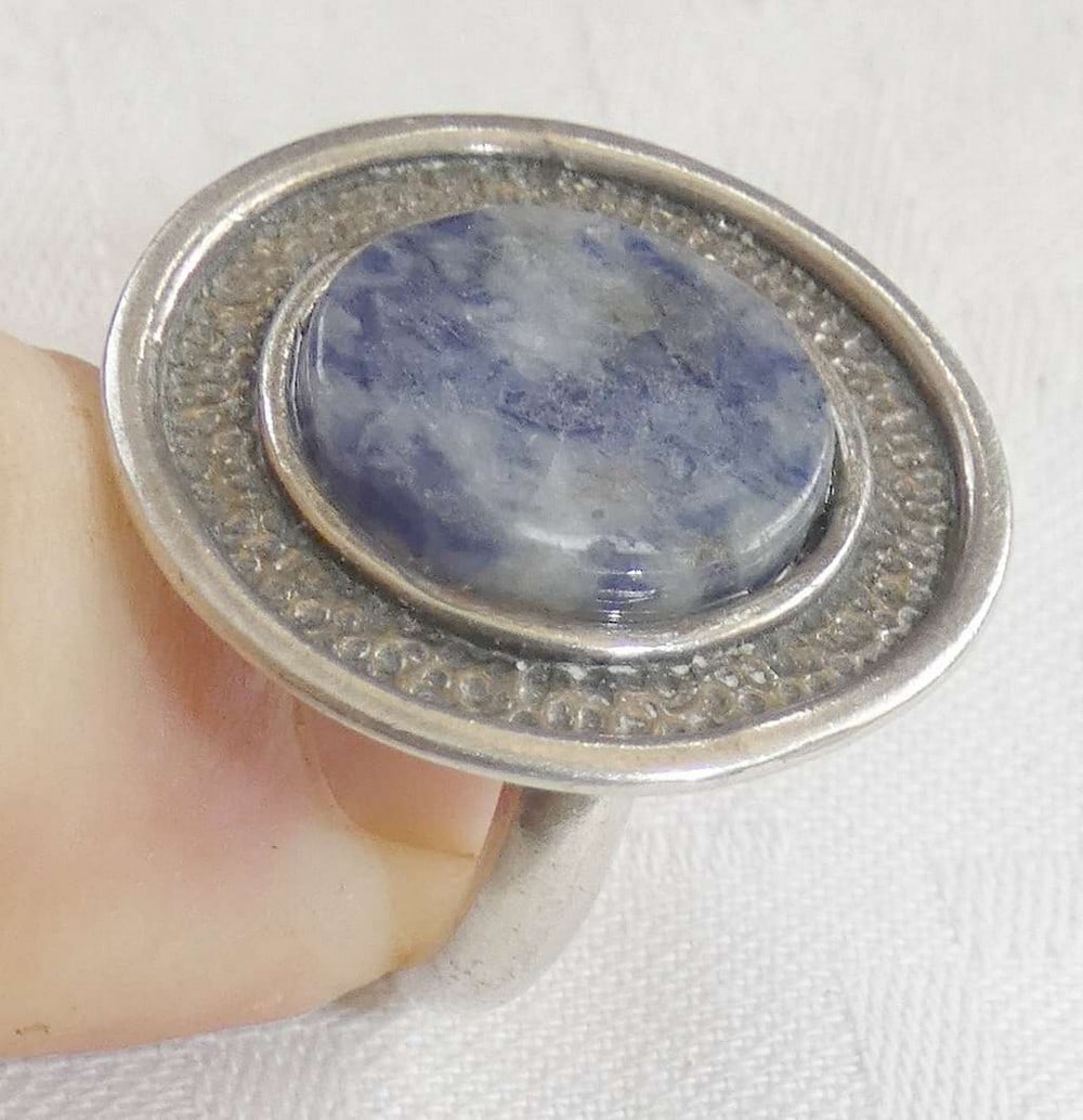 Vintage silver sterling 925 ring set with lapis lazuli, size: 7 (1 of 5)