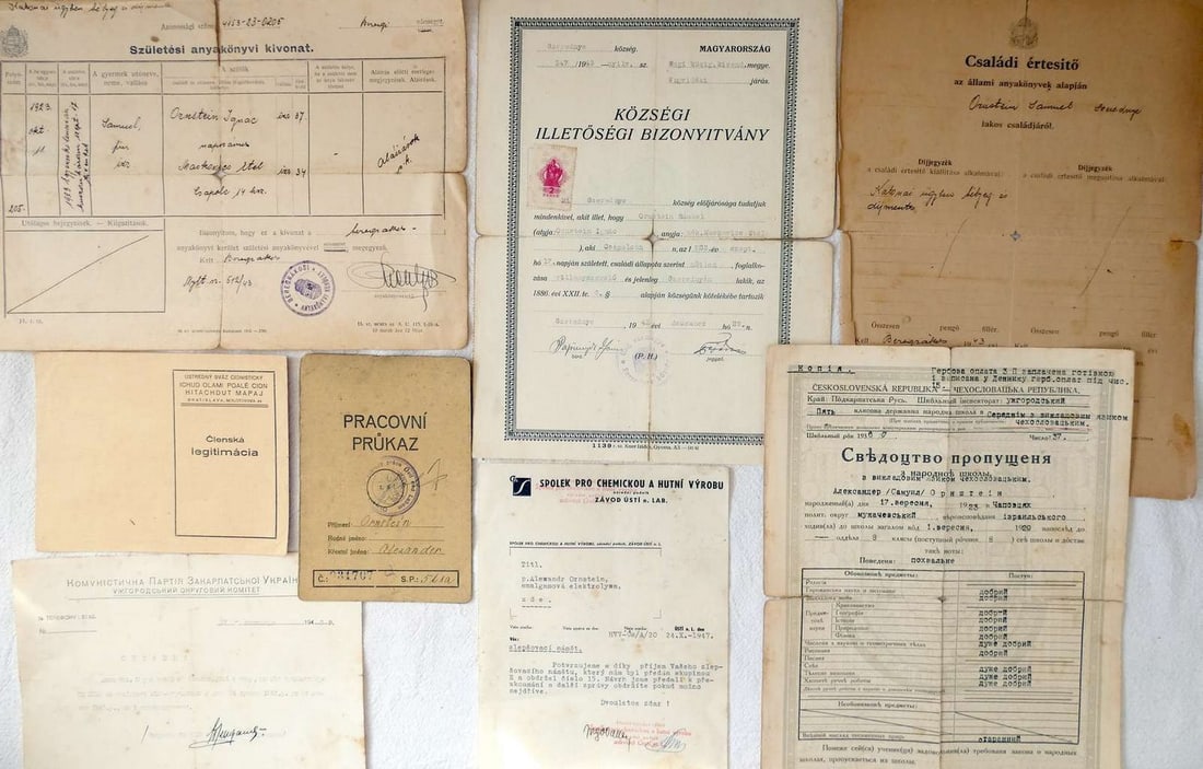 Archive of a Jew Ornstein Samuel, Holocaust survivor. Certificates, documents, 24 items, (1 of 20)
