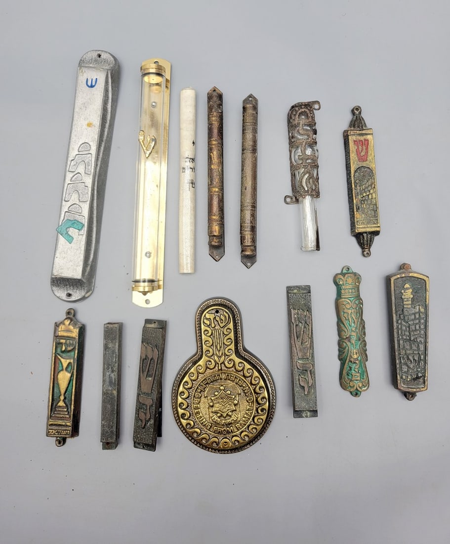 An assortment of 13 vintage Israeli mezuzah cases (1 of 8)