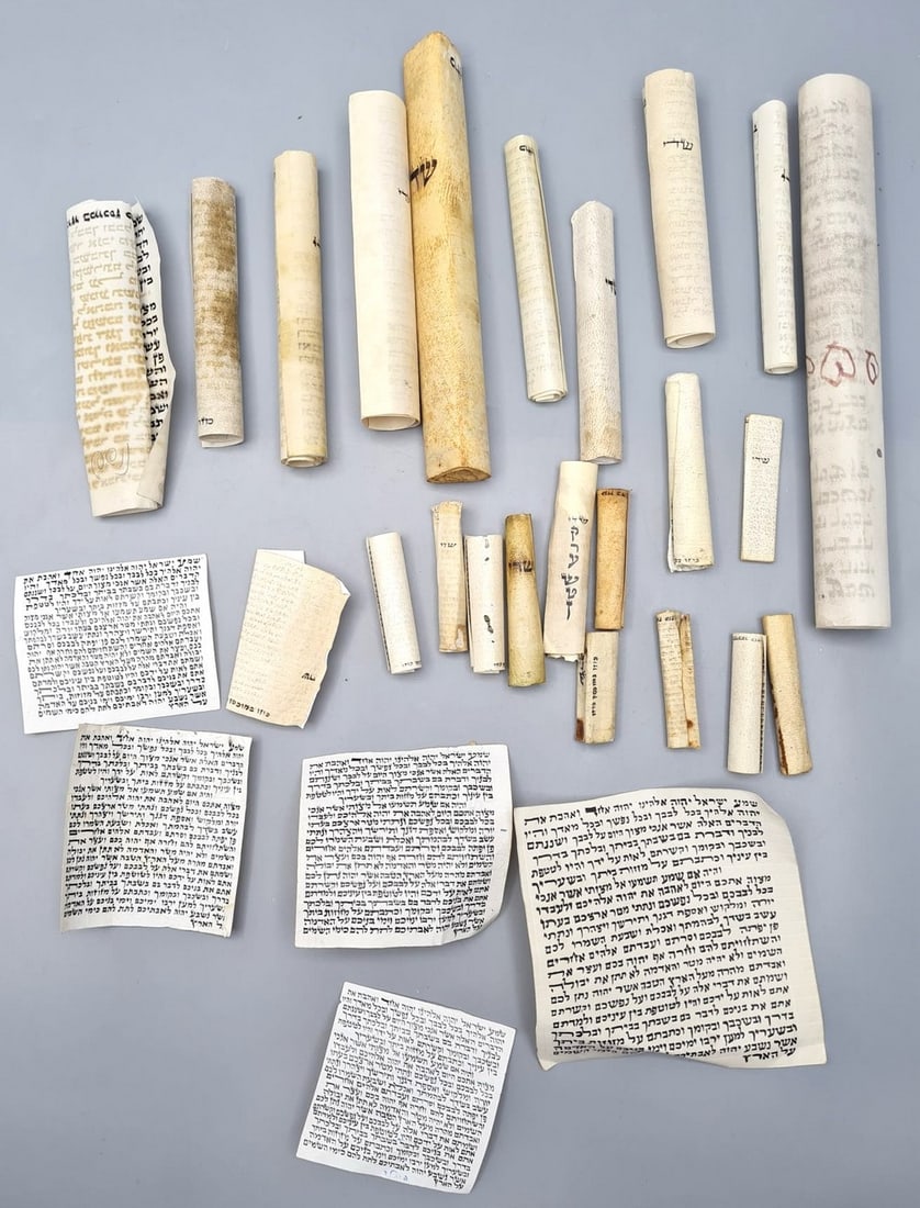 An assortment of 28 parchments for mezuzah cases (1 of 4)