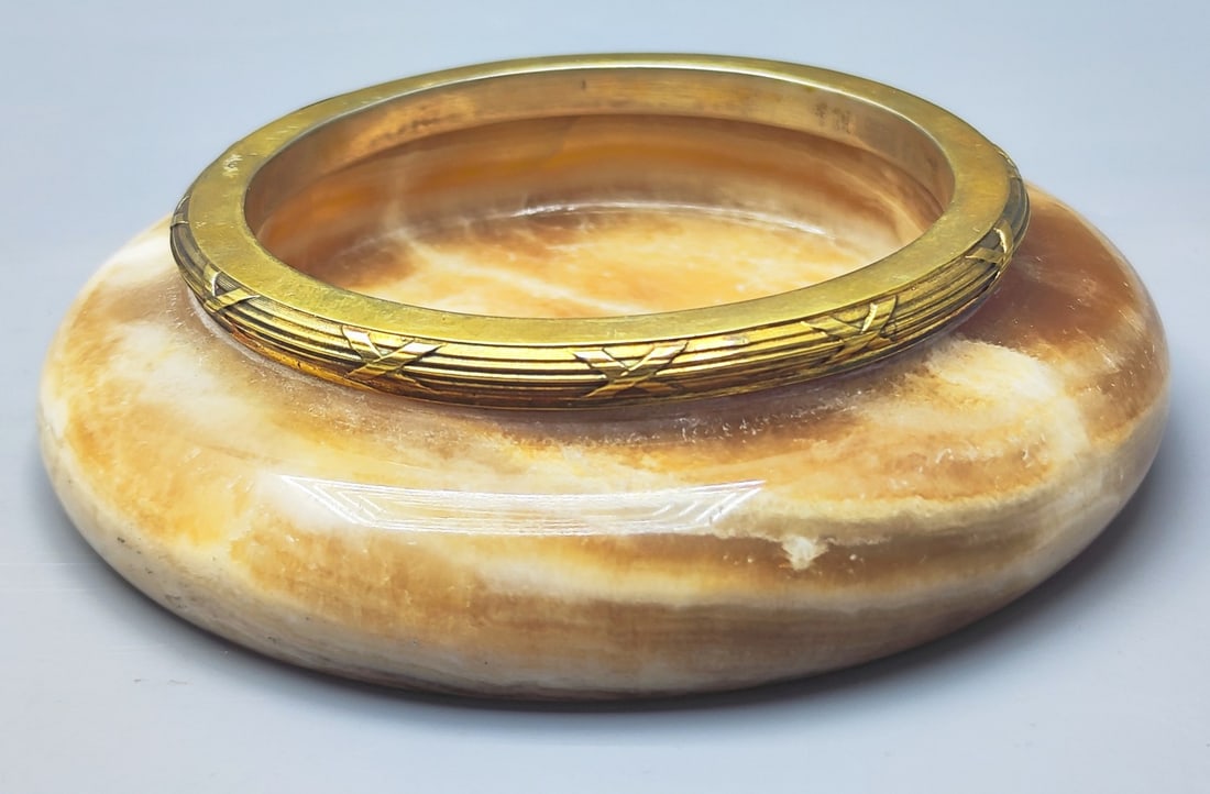 Antique Russian Art Nouveau 84 silver and onyx marble ashtray - signed Faberge (1 of 11)