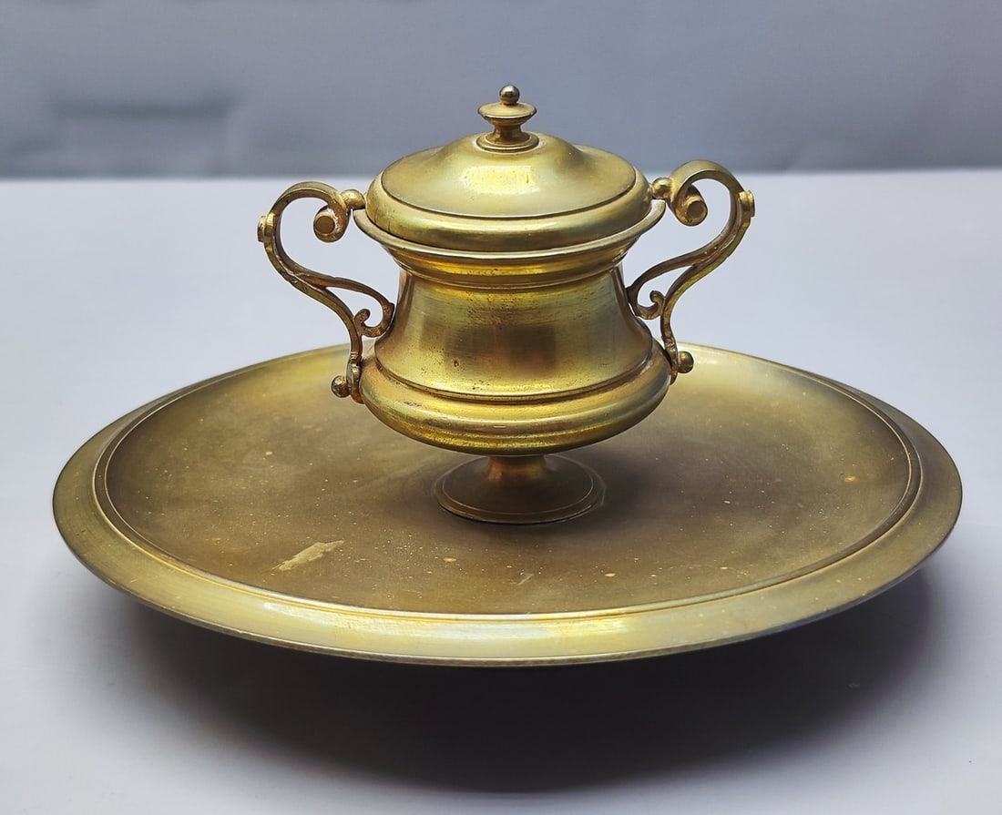 Antique empire style brass inkwell (1 of 5)