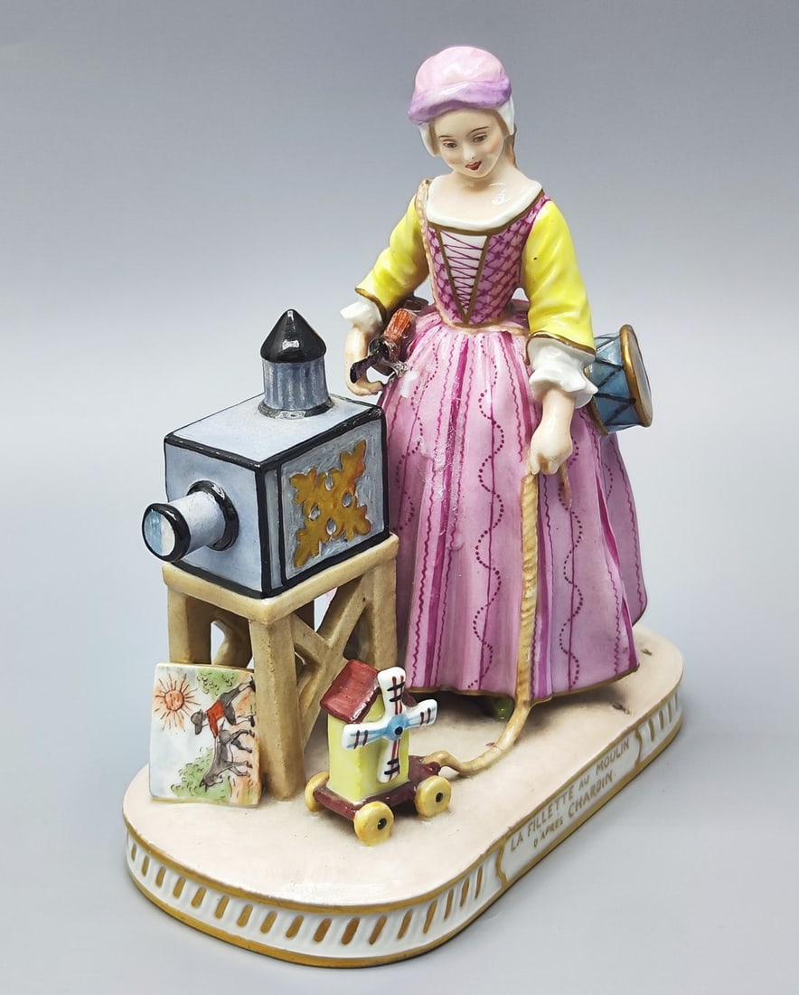 Antique French porcelain figurine "LA FILLETTE AU MOULIN d'après CHARDIN" (1 of 7)