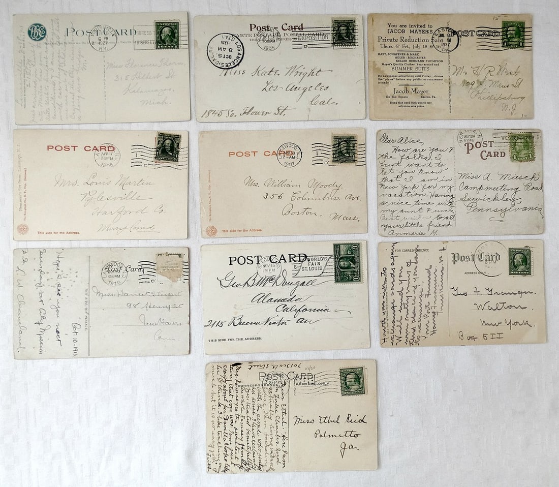 USA. Collection of 10 antique PC letters, correspondence of Jewish people, views of towns and (1 of 16)