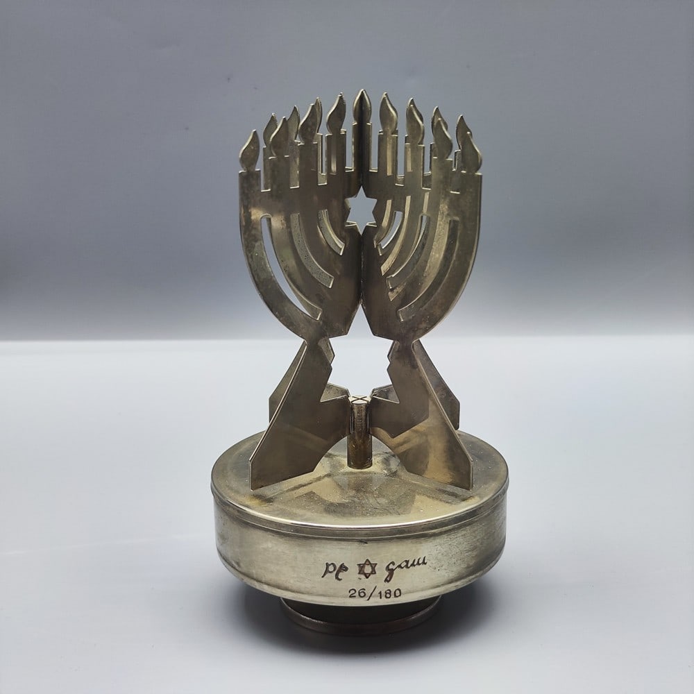 Yaacov Agam (b. 1928), a kinetic Hanukkah Menorah display with a music box (1 of 5)