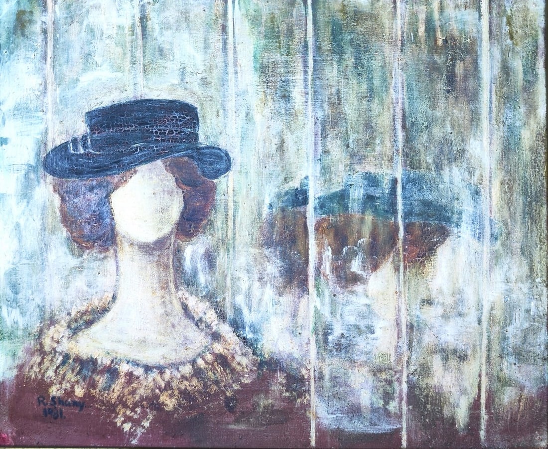 R. Shani, a woman: R. Shani, a woman, oil on panel, signed and dated 1981, dimensions: 27X31 cm, frame: 46X52 cm. Light wear to the frame.