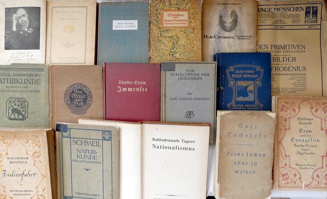 Collection of 15 antique different books in German.: Collection of 15 antique different books in German. Different condition Total weight: 4950 gr.