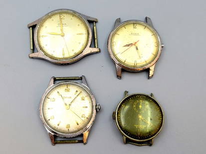 Lot of 4 vintage wristwatches made by Doxa: Lot of 2 vintage wristwatches made by Doxa, Switzerland, one of which is an Antimagnetique model, stainless steel cases, metal face, working condition not tested, diameter: 30-40 mm. One of the watche
