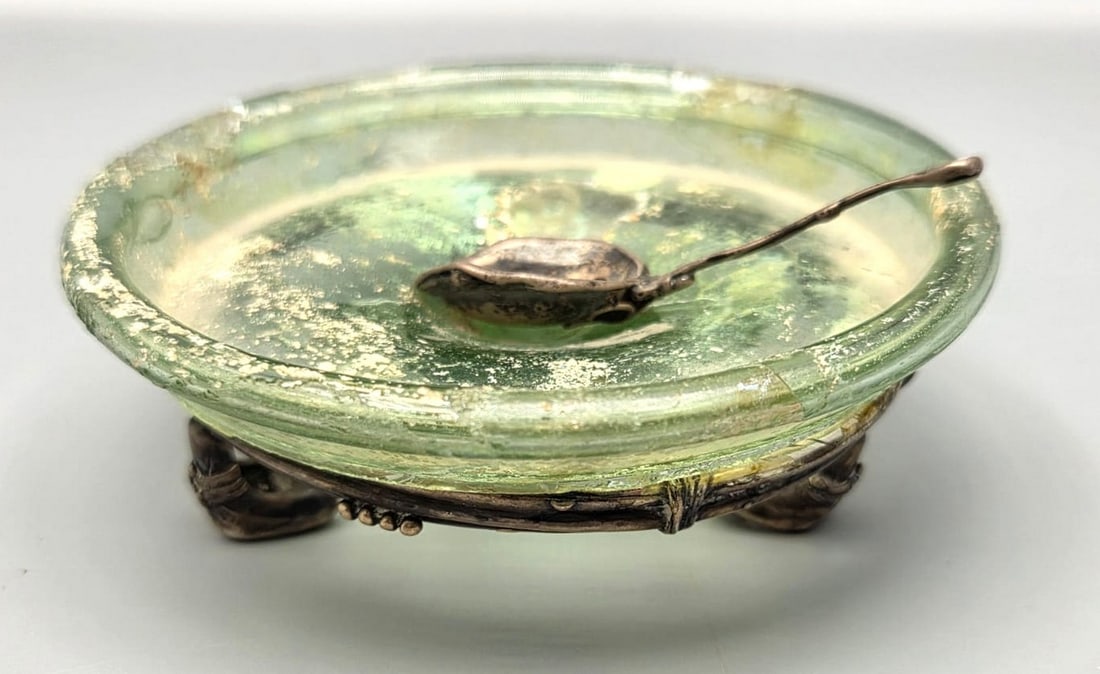 Antique Roman silver and glass salt shaker (1 of 7)