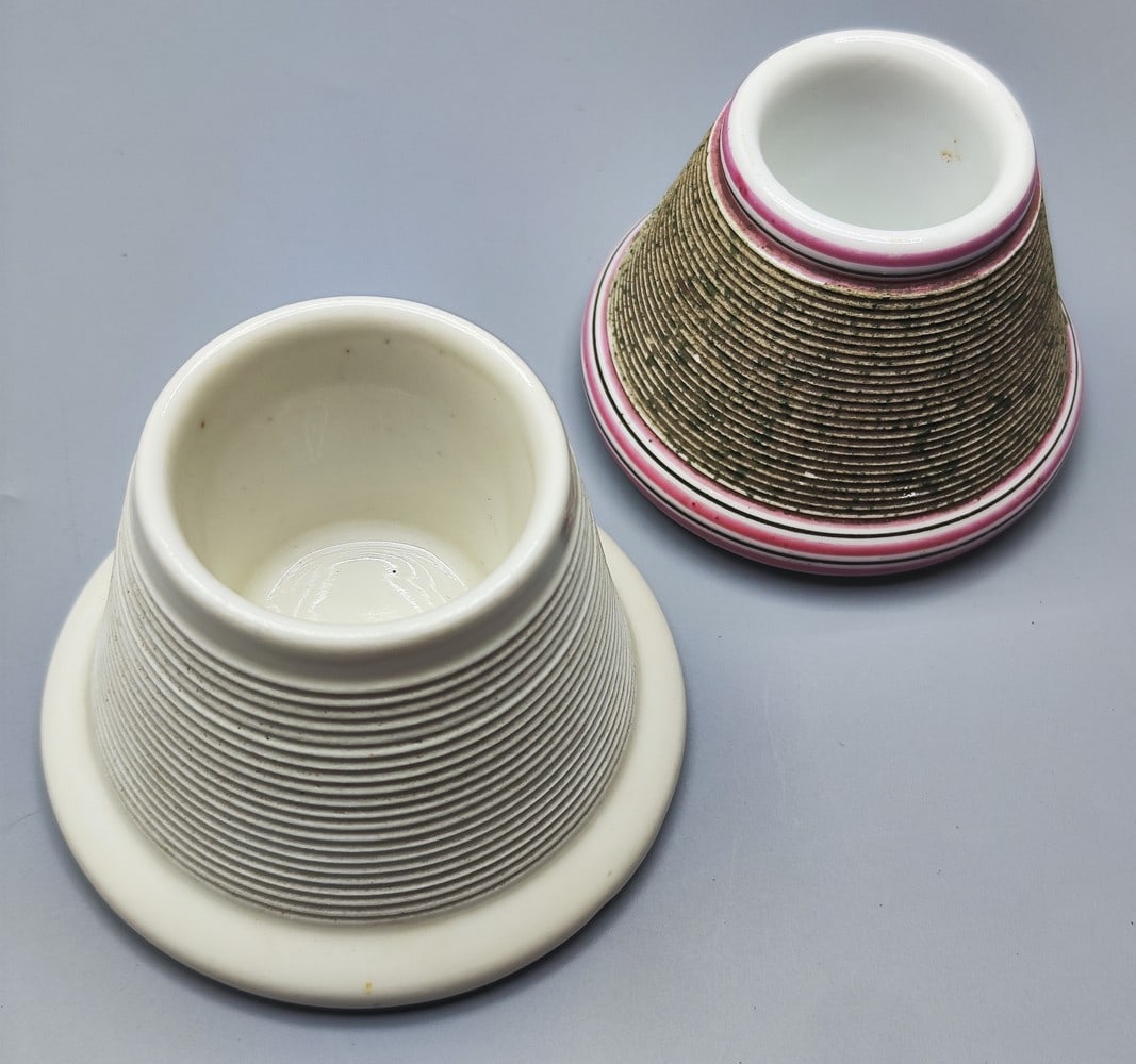 Uncommon! Two porcelain containers for holding and lighting antique porcelain matches (1 of 5)