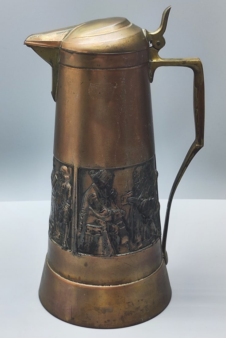 Large and impressive Art Nouveau copper pitcher (1 of 10)