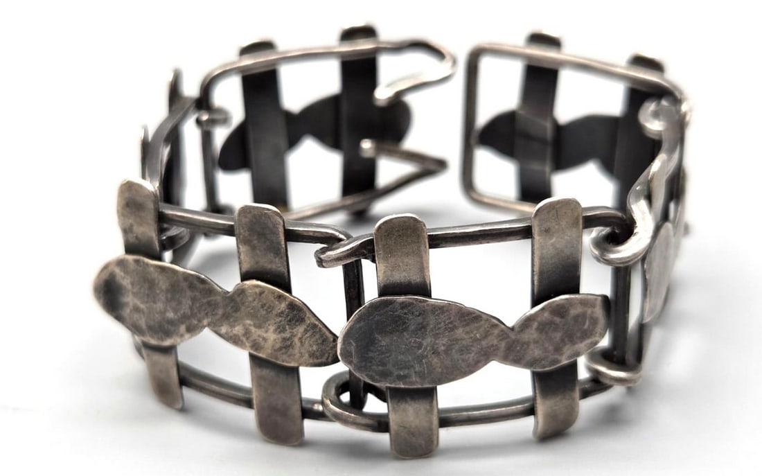 Vintage modernist silver link bracelet (1 of 7)