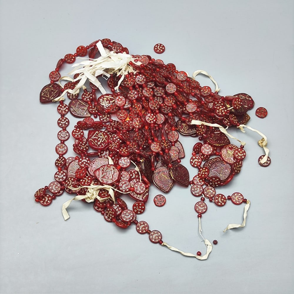 Large assortment of dozens of old Islamic Haj prayer glass bead necklaces (1 of 5)