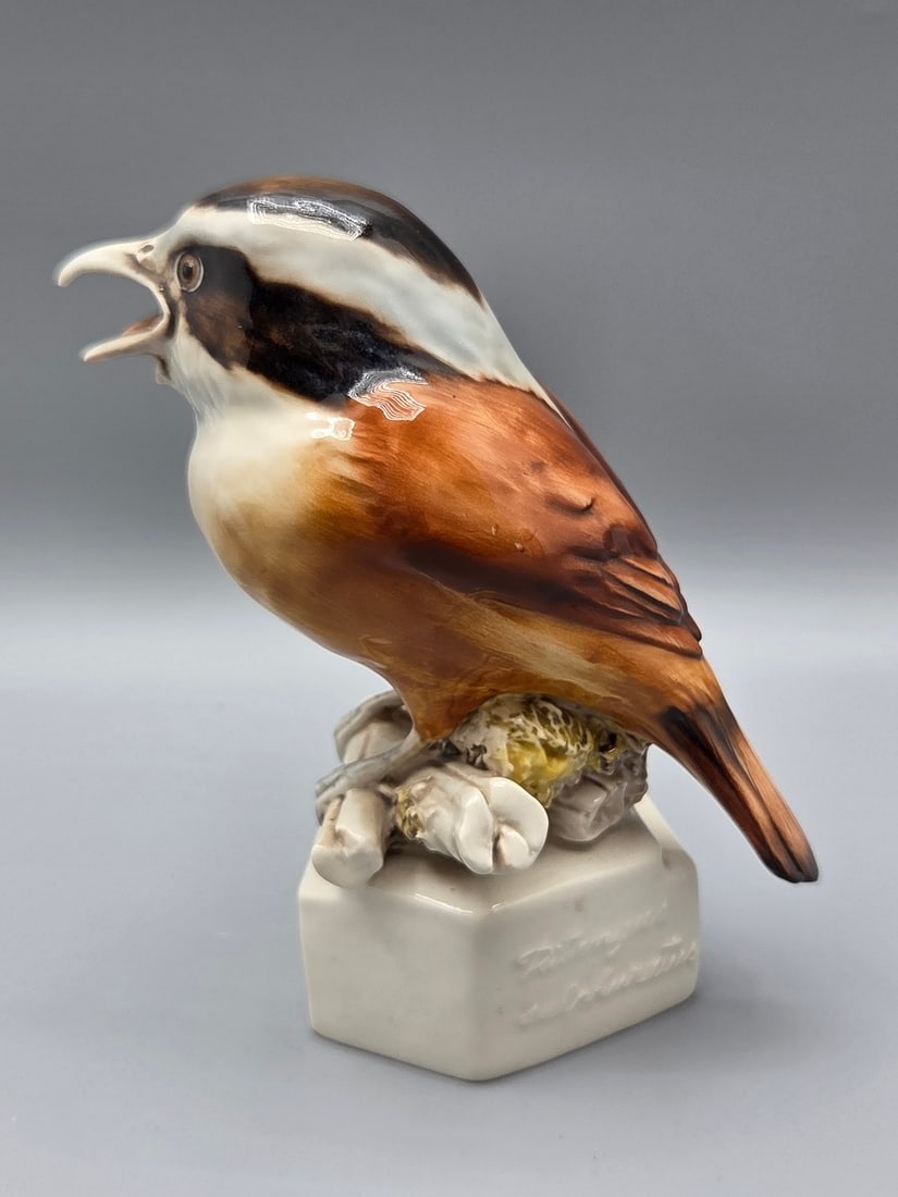 Vintage Italian porcelain figurine of a Pitangus Sulphuratus bird made by Rarissima, designed by: Vintage Italian porcelain figurine of a Pitangus Sulphuratus bird, made by Rarissima, designed by Guido Cacciapuoti, circa mid-20th century, decorated with high-quality glazed hand painting, signed on