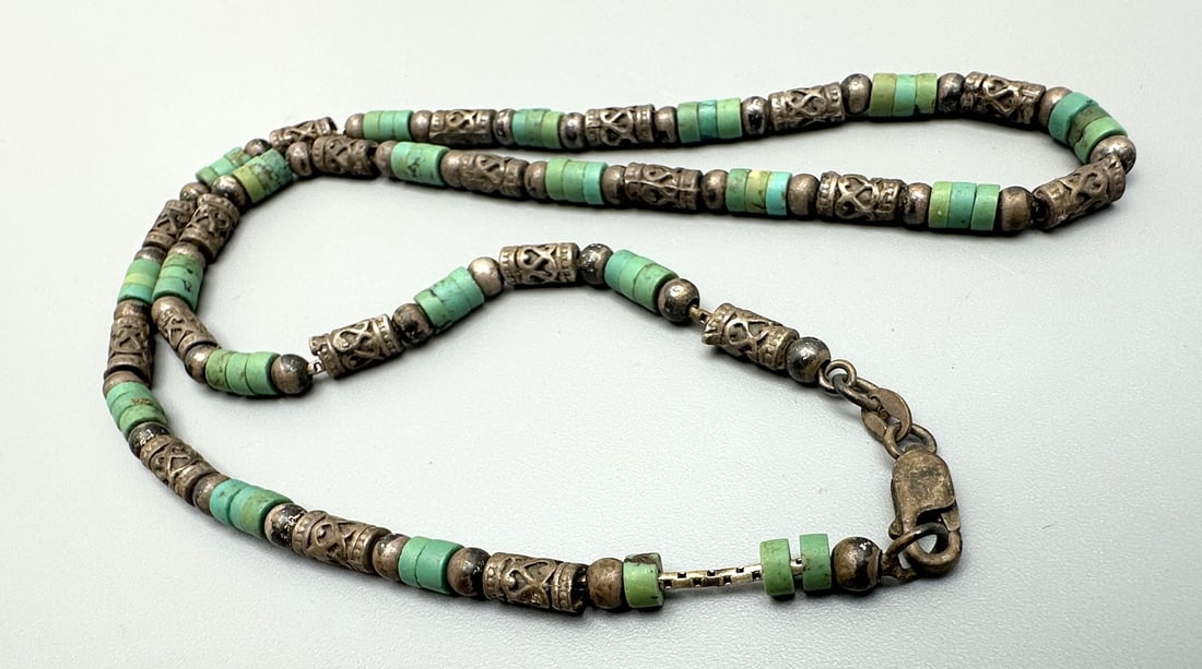 vintage silver and turquoise bead necklace (1 of 3)