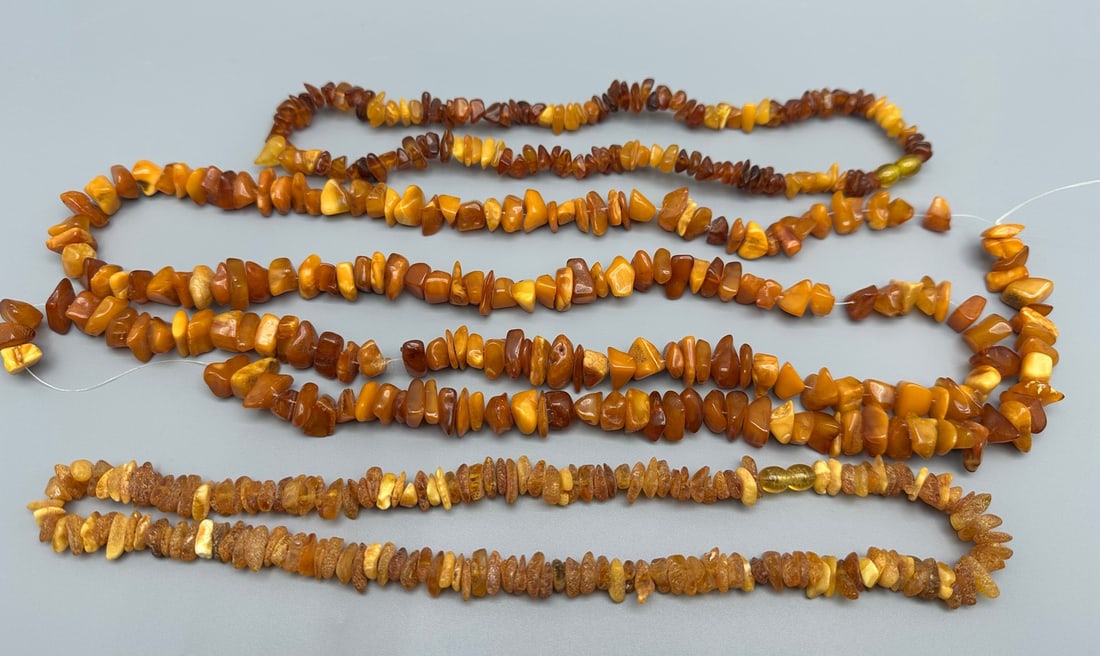 An assortment of 3 natural amber bead necklaces (1 of 4)