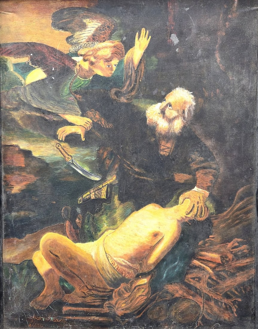 According to Rembrandt (1606-1669), The Binding of Isaac - hand painting replica of the artist's (1 of 7)