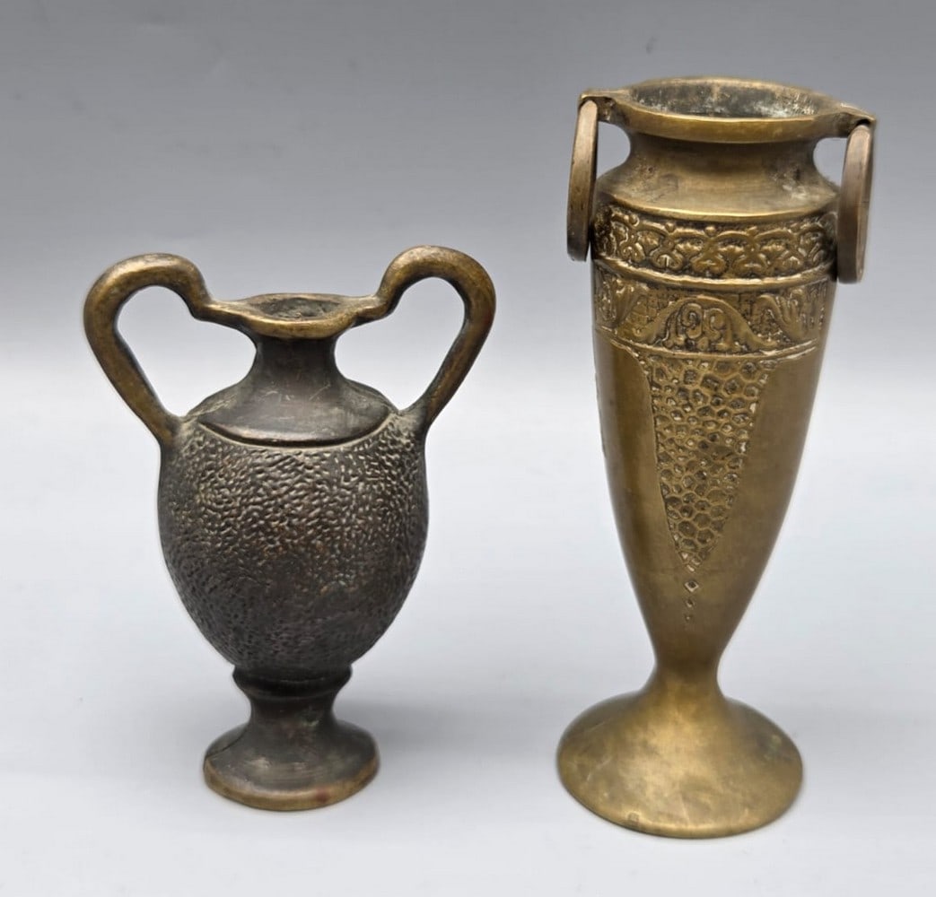 Lot 2 brass oil jug for vintage Israeli Hanukkah Menorahs (1 of 5)