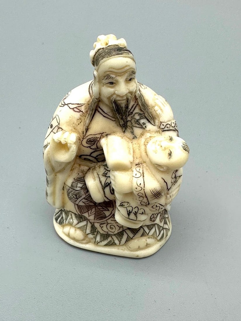 Old "Man with Child" Netsuke (1 of 5)