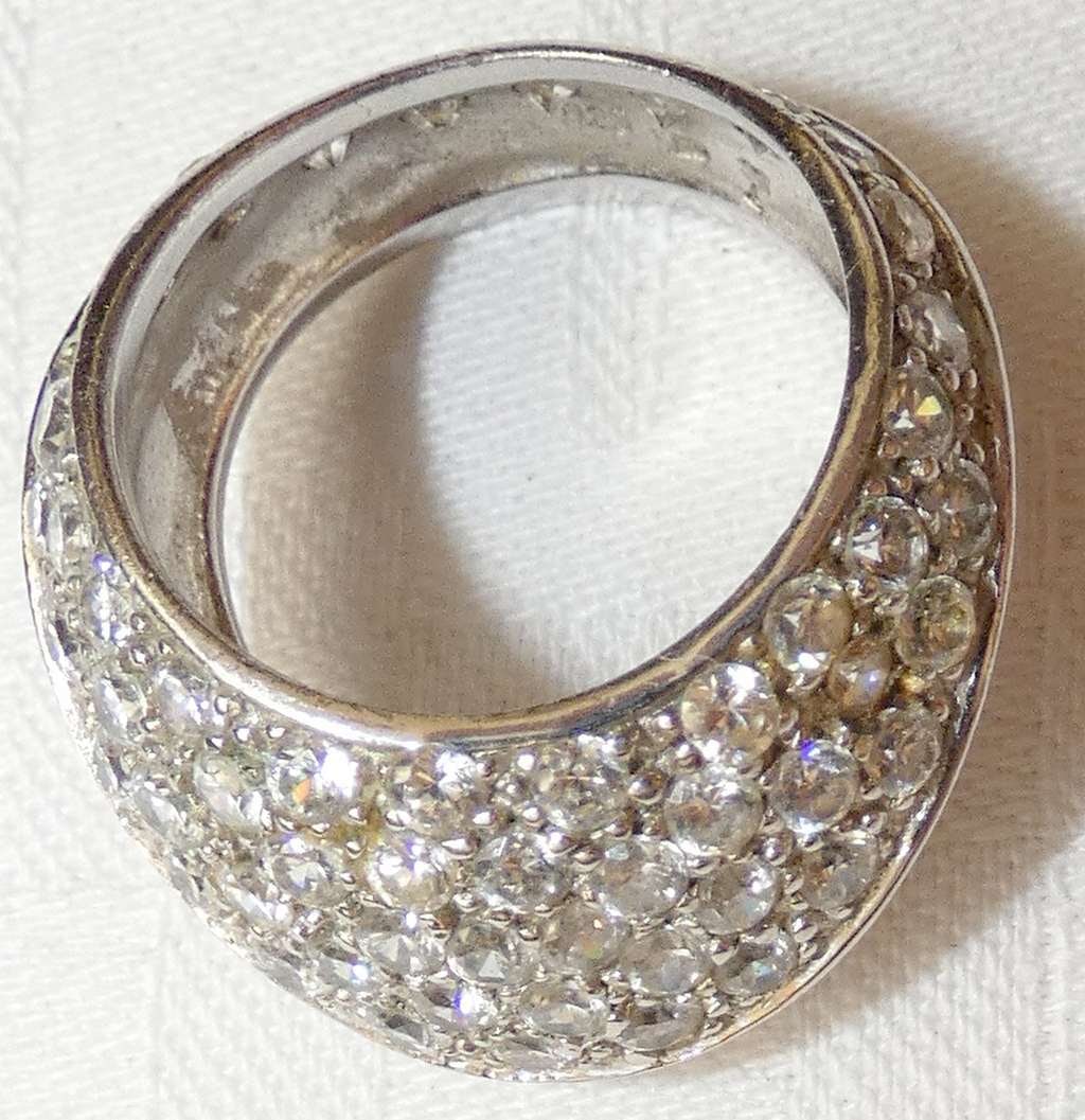 Vintage Silver Sterling Ring set with Swarovski Crystal, size: 7.25-7.5, signed by maker (1 of 7)
