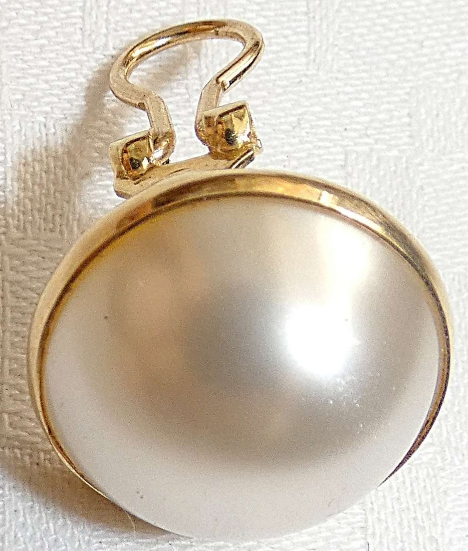 Art Deco Gold 585 14k Single Earring set with Genuine Pearl, weight: 3.8 gr. (1 of 10)