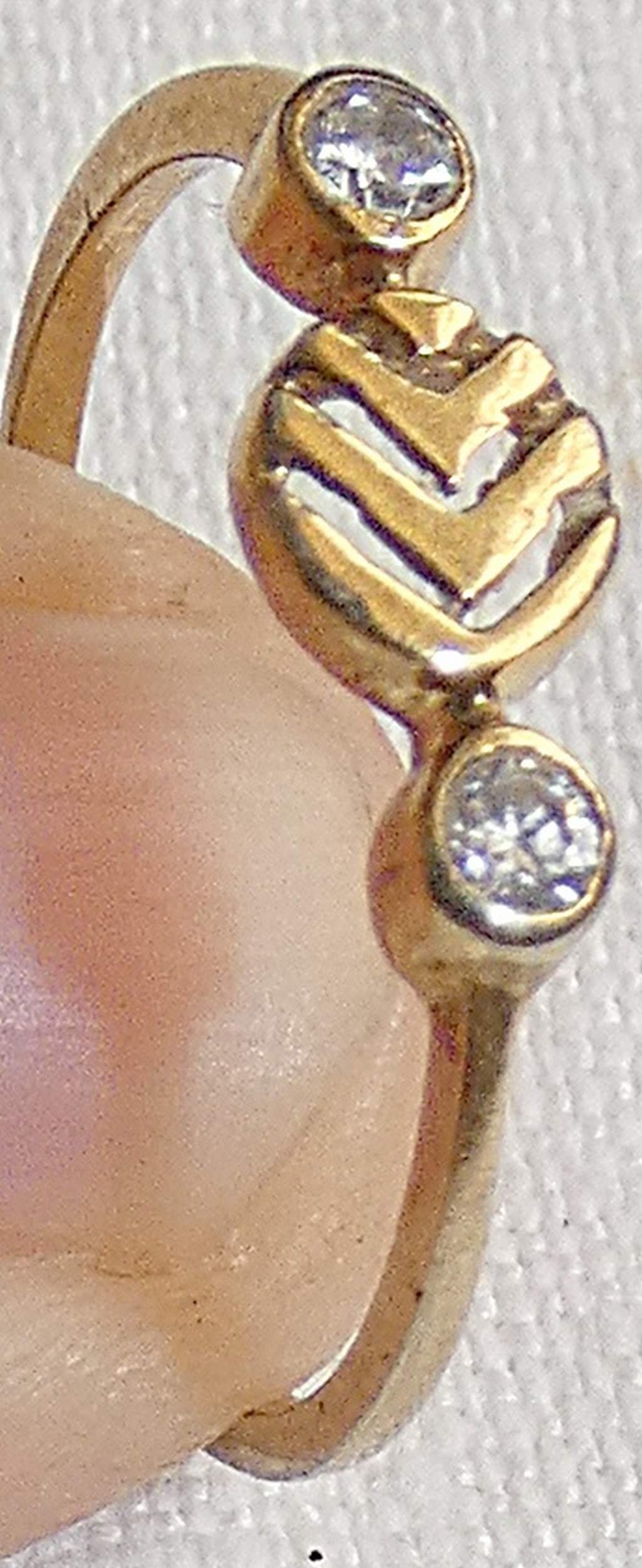Yellow Gold 9k Vintage Ring set with Zircon, Size: 7, Weight: 0.8 gr. (1 of 6)