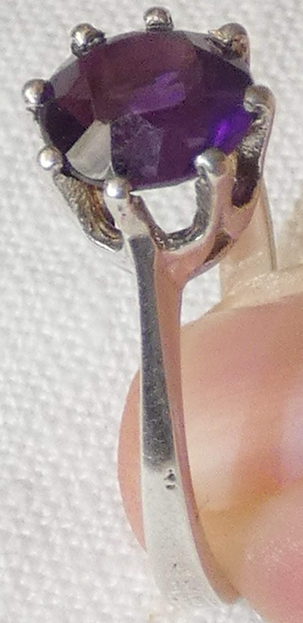 Scandianvia Art Deco Silver 830 Ring set with Faceted Amethyst, Size: 6.75-7, signed (1 of 9)