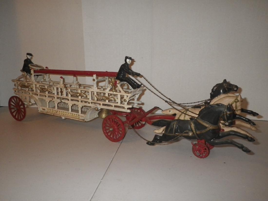 Cast Iron Horse Drawn F.D. Fire Truck Hook & Ladder (1 of 10)