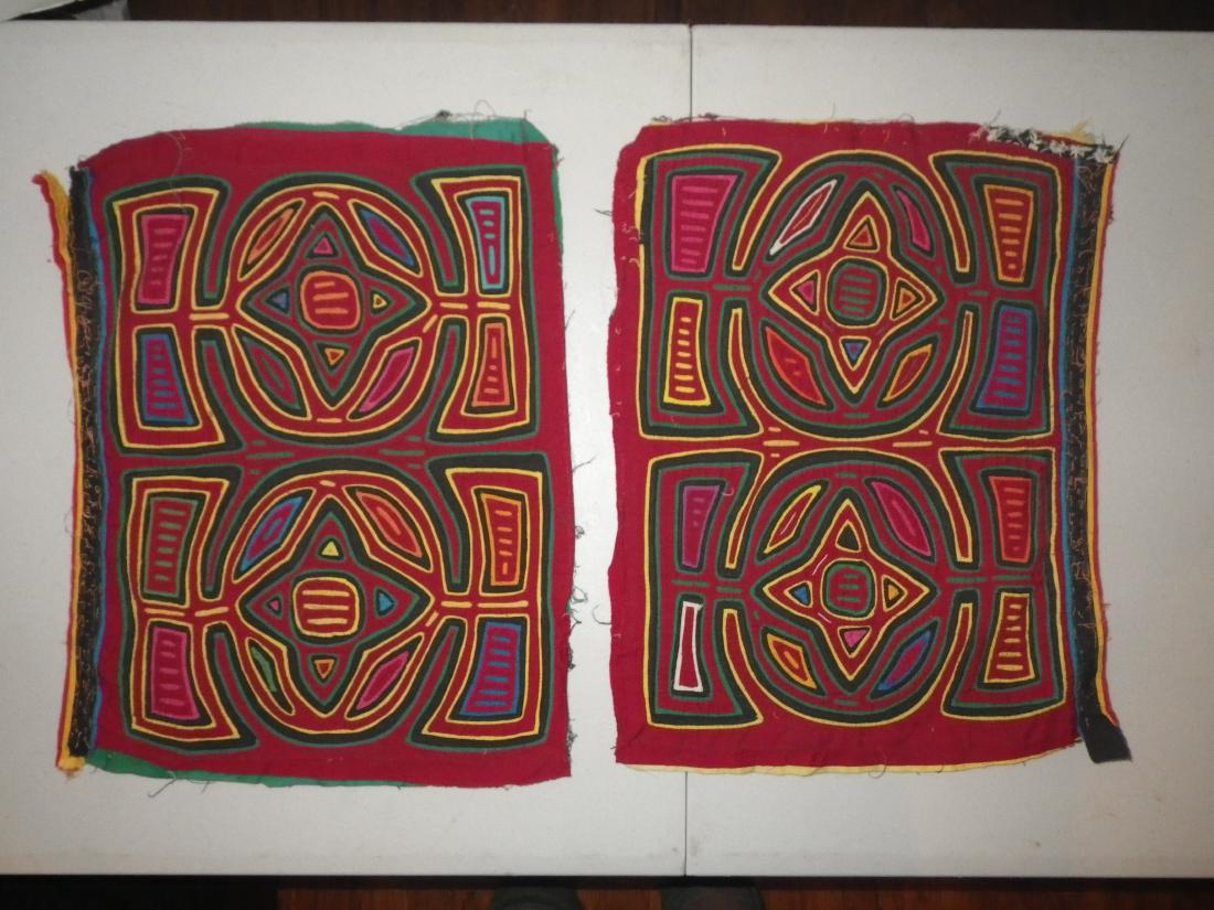 Two (2) Totem Native American Mola Panels (1 of 2)