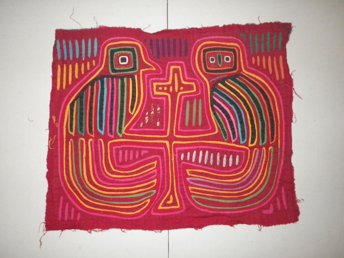 Crow Bird, Owl & Cross Native American Mola (1 of 2)